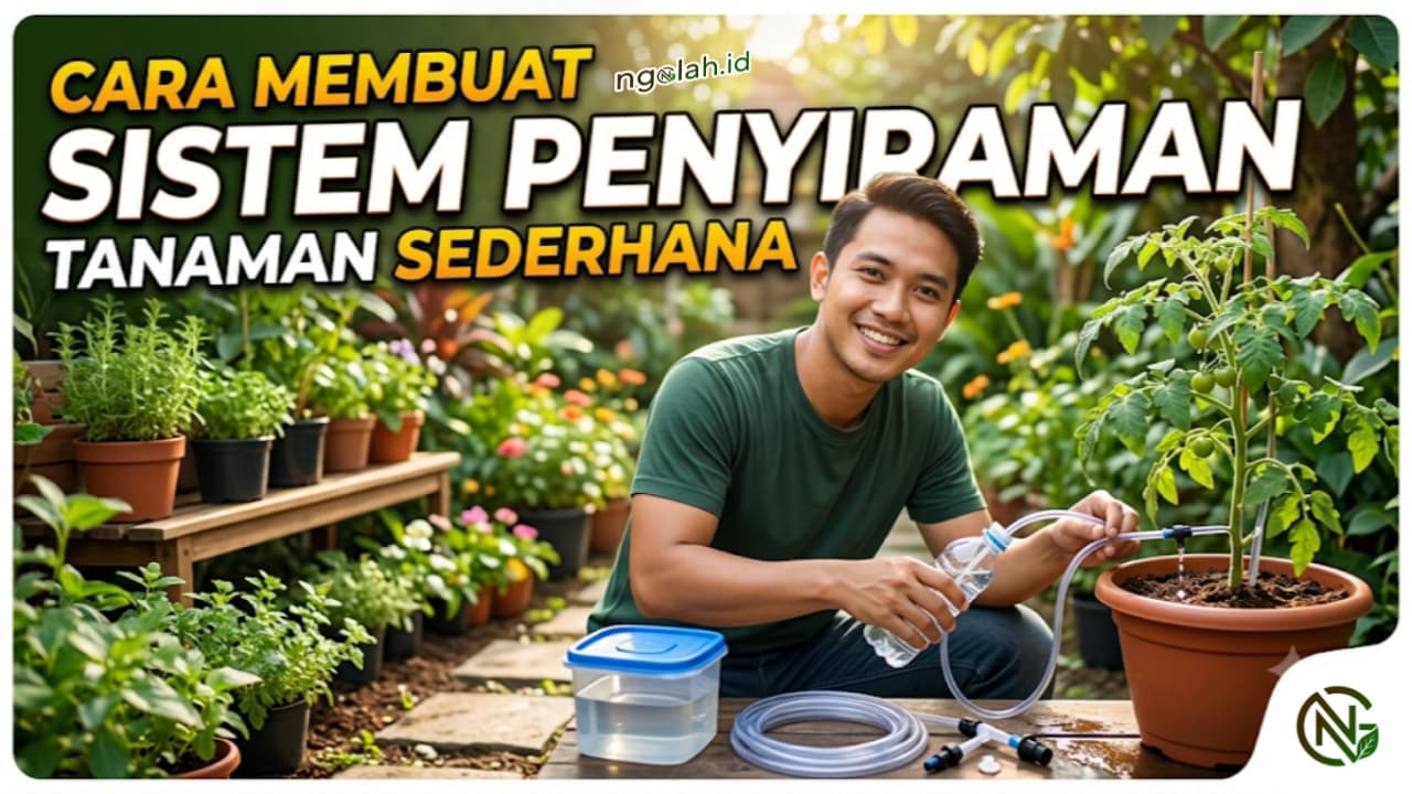 Ngolah.id - cara membuat sistem penyiraman tanaman sederhana